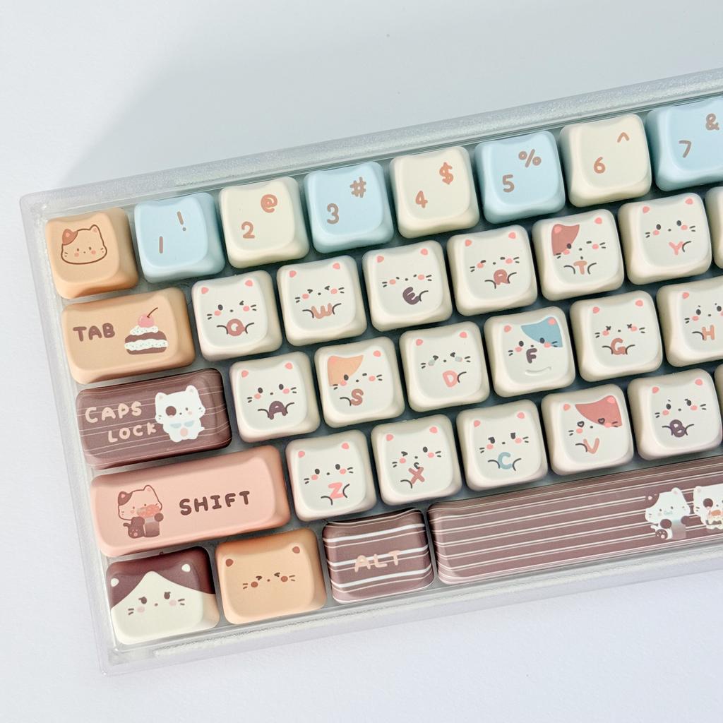 Cute KeyCaps MOA Pink Purple Yellow MAO Profile Cat Ear Shape Custom PBT Keycap for 60% 65% 75% TKL 96% Mechanical Keyboard