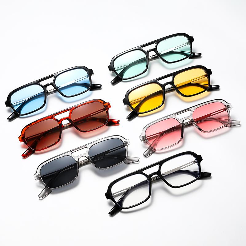 4pcs Fashion Small Frame Square Sunglasses Woman Luxury Colorful Design Fashion Sun Glasses Female Vintage Leopard Blue Oculos