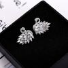Elegant Rhinestone Black Swan Earrings For Women Korean Fashion Zircon Swan Bird Animal Earrings Lady Party Jewelry Girls Gifts