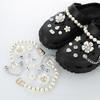 16 шт. подвеска для обуви Crocs DIY стразы белый цветок жемчужная цепочка украшение для обуви пряжка для Croc подвески отверстия обувь аксессуары