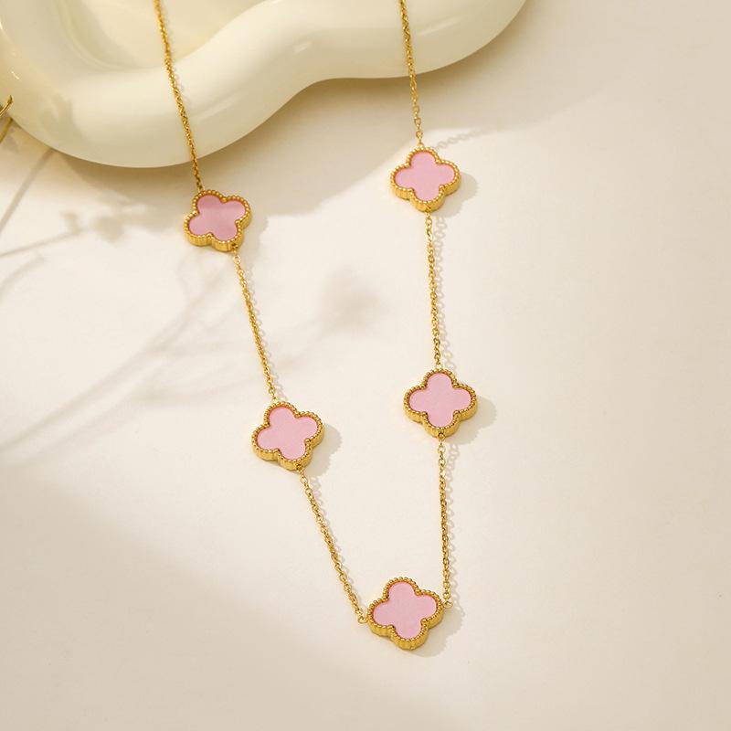 Four-leaf Clover, Five-flower Double-sided Mother-in-law Necklace, Light Luxury High-end Clavicle Chain Niche
