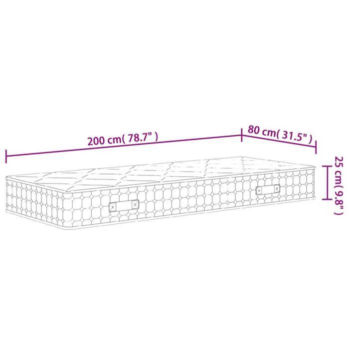 VidaXL Matelas à ressorts ensachés dureté moyenne 80x200 cm 372836