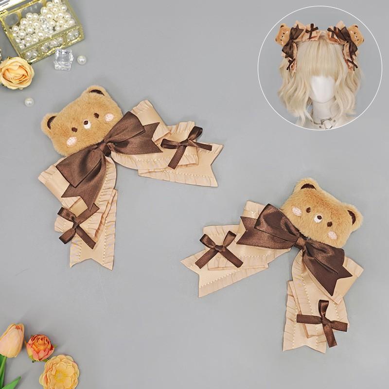 Handmade Cute Animal Hair Clips Girls - Rabbit Bear Panda Frog Chicken Pig Plush Bow Accessories In Kawaii Sweet Style