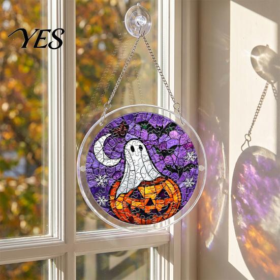 Adult Halloween Activity Acrylic Puzzle Suncatcher Window Hanging,7.87 Inch Sun Catcher Decorative Hanging Decoration Ornament, Ideal for Gifting and