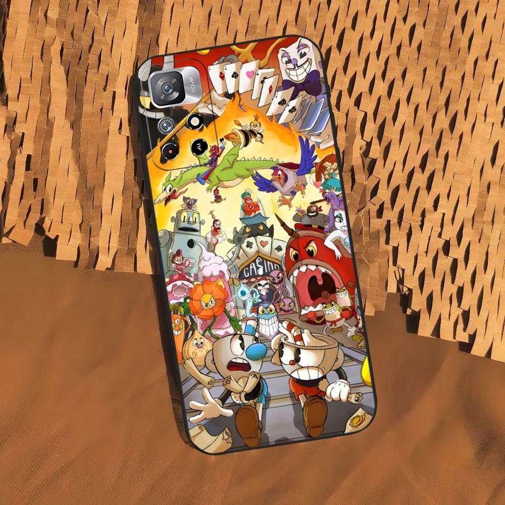 Cute Game Cuphead Phone Case for Xiaomi 15 14 13 12 Mi 11 ultra Pro Lite Black Soft Silicone Cover