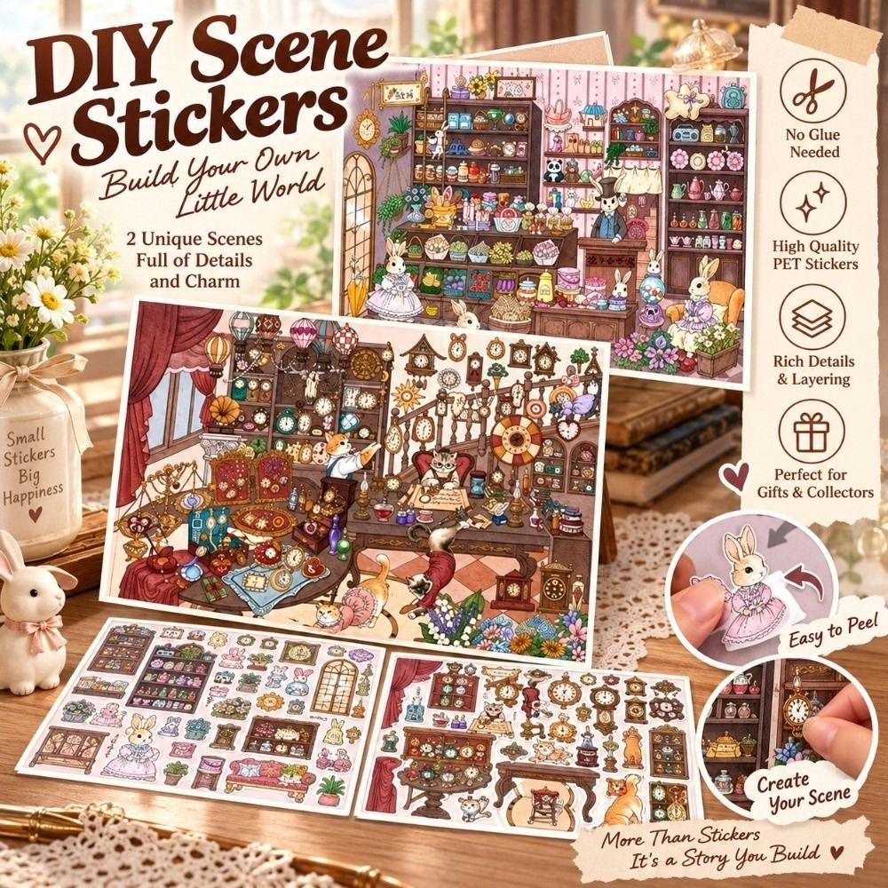 1 Set 2.5D Layered Scene Sticker Peel And Stick Stress Relief Craft Toy Scrapbooking Journaling