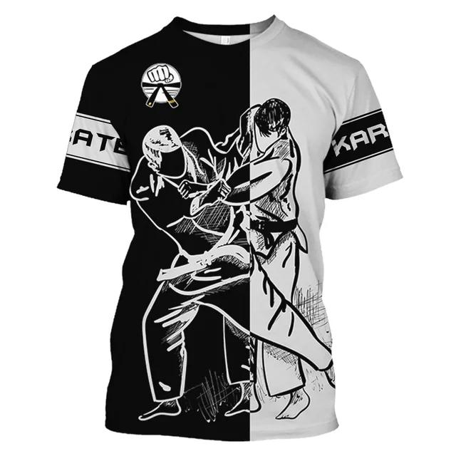 Japan Training T-shirt Men's 3d Karate Printed Tee Tops Oversized Short-sleeved Sportswear Men Quick-drying T Shirt