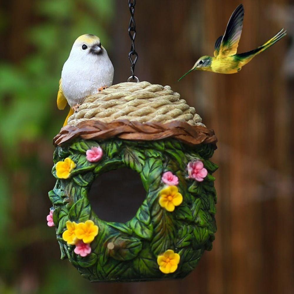 Gift Weatherproof Bird Houses Cute Garden Outdoor Garden Hanging Resting Place DIY Birds Nest