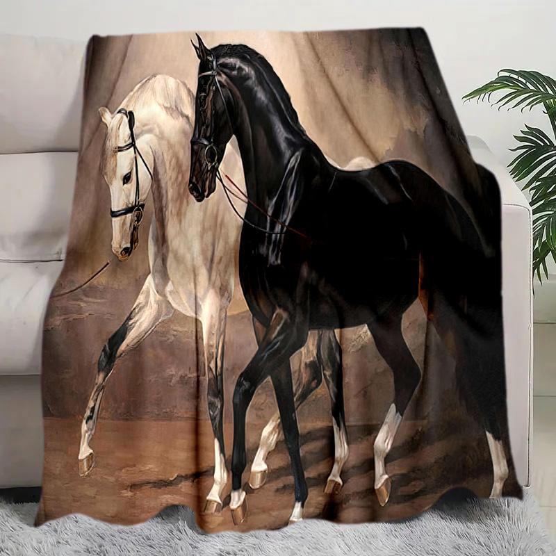 Horse Dark Blanket Suitable All Seasons Soft Comfortable Sofa Office Nap Travel Birthday Gift Christmas Present