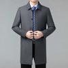 Men's Mid-length Windbreaker, Middle-aged Business Casual Lapel Wool Coat, Father's Outfit, Leader Cadre Wool Coat