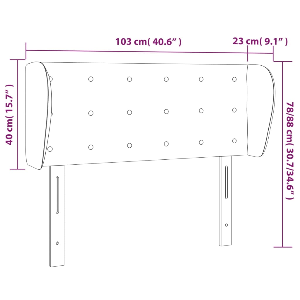 Headboard with Ears Dark Brown 103 x 23 x 78 88 cm Fabric