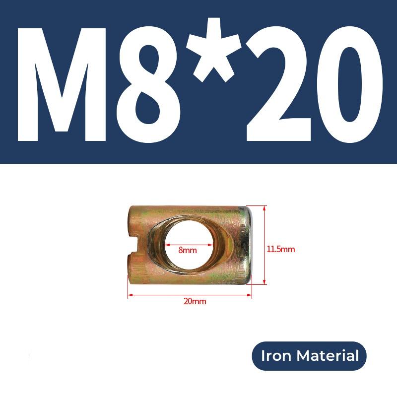 M6 M8 Болты-бочонки Болты Поперечный дюбель Шлицевая вставная гайка Гайка с горизонтальным отверстием Для кроватей стульев мебели