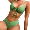 2023 New Bikini Solid Color Lace-up Sexy Bikini Split Swimsuit Woman Swimsuit