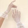 Women Black White Summer Uv-proof Driving Gloves Female Thin Fishnet Mesh Gloves Fashion Ruffle Full Finger Lace Mittens