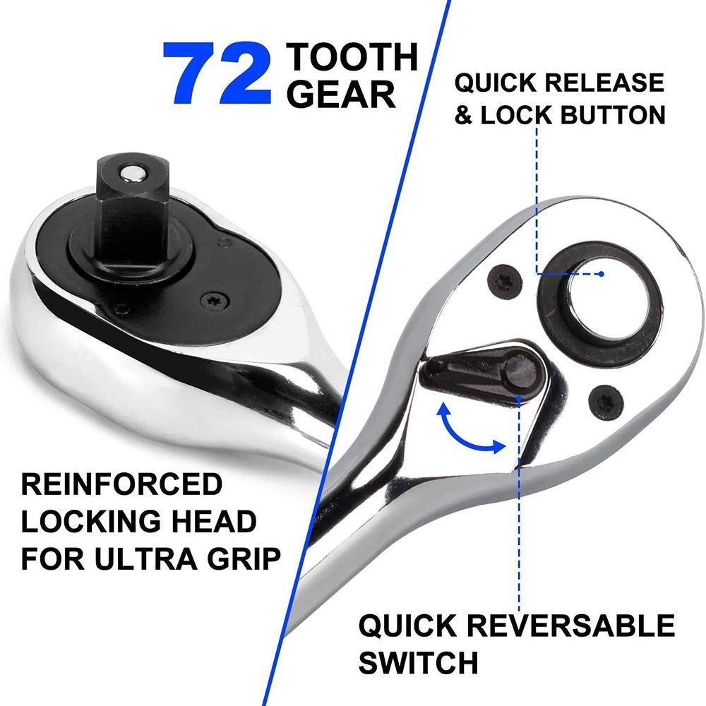 Drive Rotating Socket Wrench 72 Teeth Universal Wrench Retractable Ratchet Wrench Hand Tool