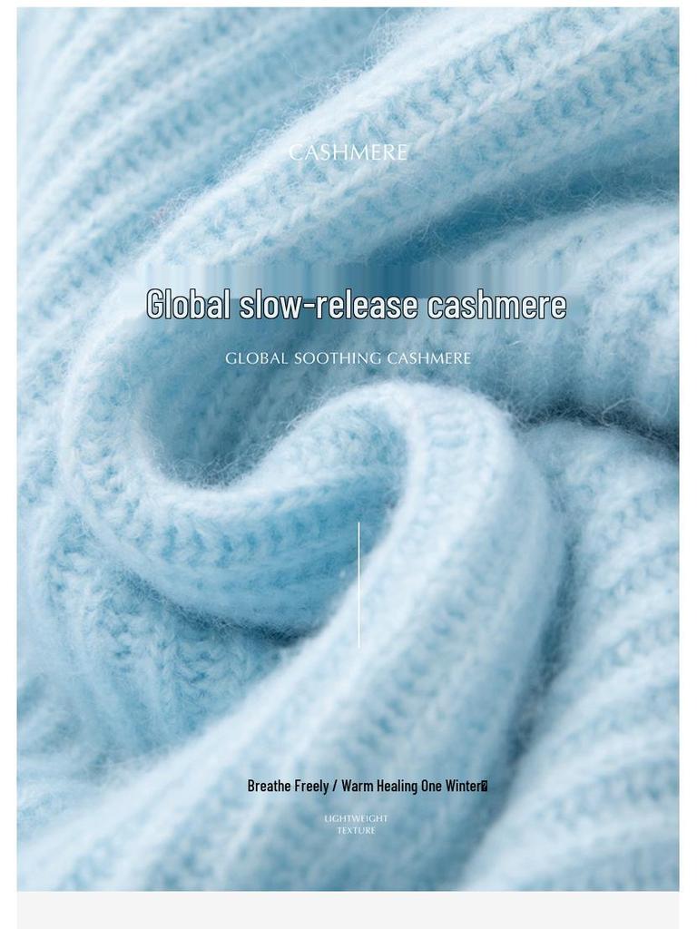 Женский кашемировый свитер в корейском стиле на молнии - Свободный, приталенный, утолщенный пуловер с отложным воротником для осени/зимы.