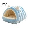 Plush Cat Bed Cave Bed, Warm Semi Enclosed Hideaway, Winter Sleeping Cozy Shelter Bag with Snap Buttons, Calming for Indoor Cats Washable Pet