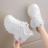 Fashion White Platform Women's Sneakers 2025 Autumn Lace-Up Thick Bottom Sports Shoes Woman Pu Leather Breathable Walking Shoes Female