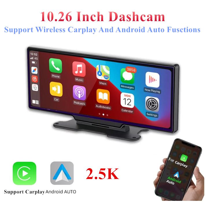Поддержка беспроводного Carplay Android Auto Bluetooth Wifi Запись DVR 1026 " Плеер
