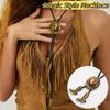 Boot Pendant Ethnic Style Necklace Long PU Leather Necklace Cowboy Cap Pendant Necklace  Girls