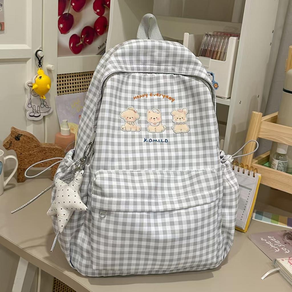 Schoolbag Korean literary plaid student party backpack female sweet girlfriend wind travel small backpack junior high school student schoolbag