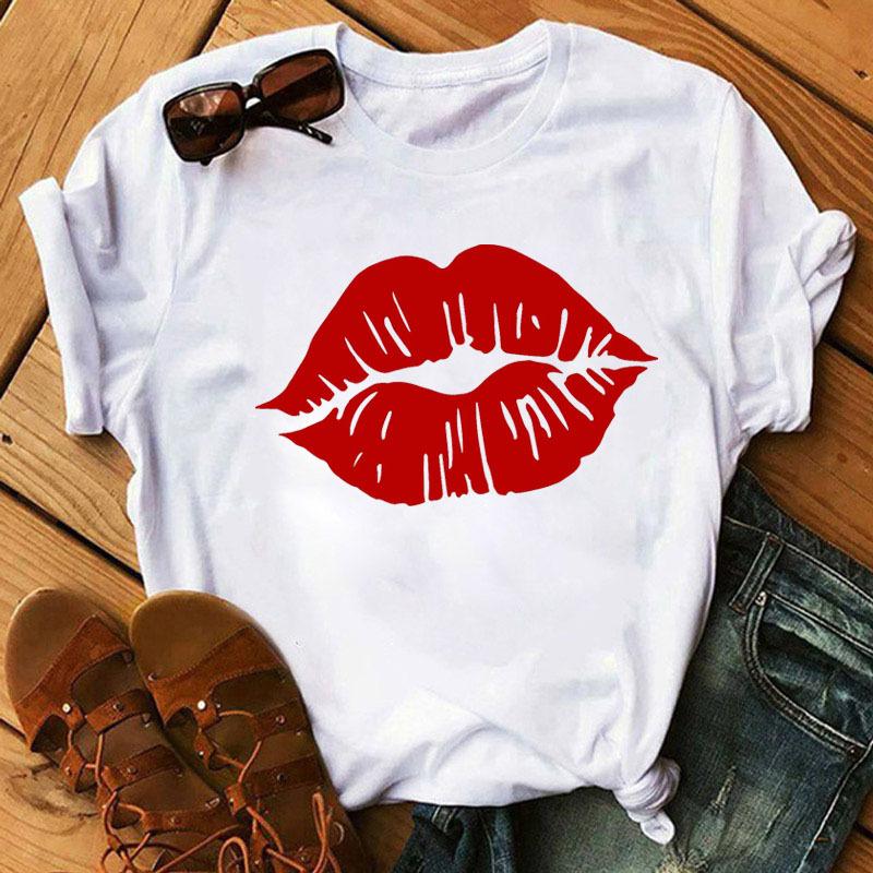 Women's Eyelash Print Loose Casual Simple Round Neck Pure Cotton Short Sleeved T-Shirts Lady Tees