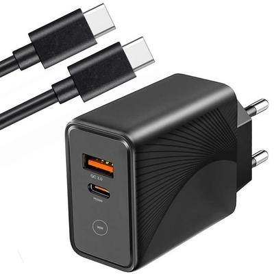 Быстрое зарядное устройство 30 Вт - Xiaomi - PD20W+QC3.0 - 2 порта - Кабель USB-C 1 м - Черный