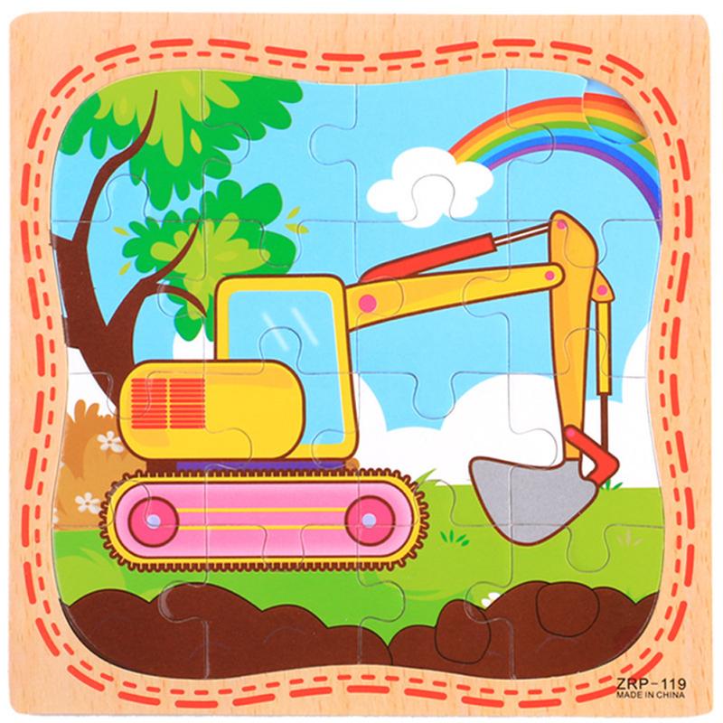 16 шт./компл. мультяшные головоломки деревянные игрушки с рисунком животных для детей