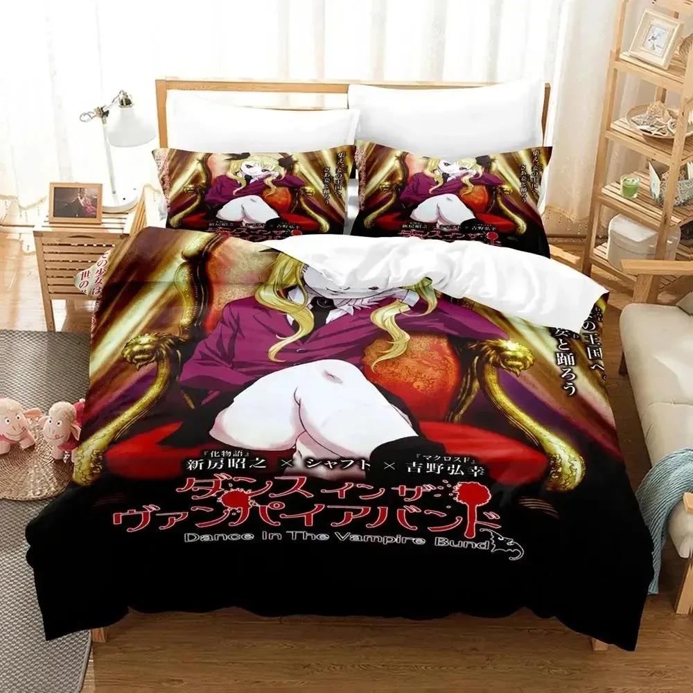Anime Dance In The Vampire Bund Bedding Set Duvet Cover Bed Set Quilt Cover Pillowcase Comforter King Queen Size Boys Adult