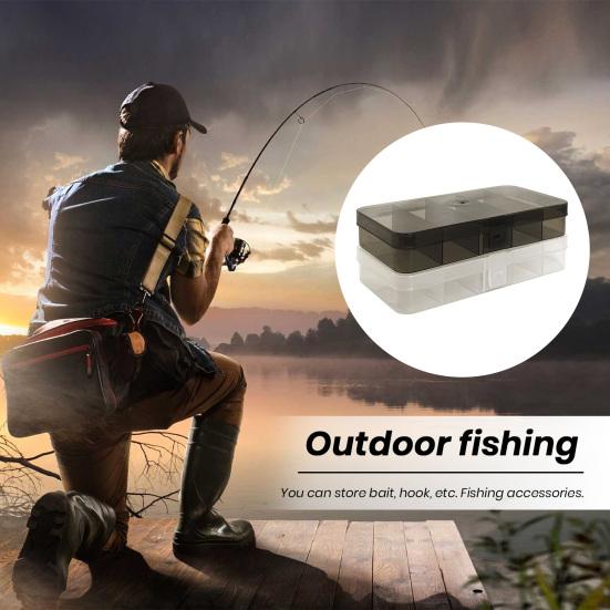 2Pcs Fishing Bait Cases 5-Compartments Large Capacity Transparent Visible Fishing Lure Container Clear Storage Boxes