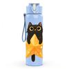 1PC Starry Black Cat Cartoon 750ml Color Plastic Sports Water Bottle Leakproof Flip Straw Lid Suitable for Sports Office Home Use