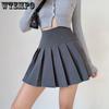 Pleated Skirt Women's Retro High-waisted Solid Color A-line Half Skirt Short