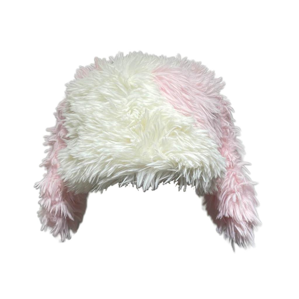 Cute Woollike Plush Long Ears Beanie Womens Lady Girl Headgear Caps Christmas Hats Faux Furs Beanie Hat Pullover Cap