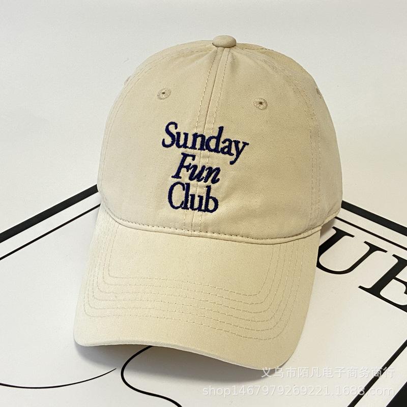 New cotton baseball cap men's and women's Sunday three-row letter cap spring and summer wide-brimmed sun hat