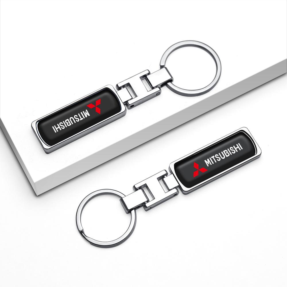 1Pcs Car Metal Epoxy Badge Key Chain Key Holder Rings Accessories For Mitsubishi Ralliart Outlander Pajero ASX Lancer EX L200