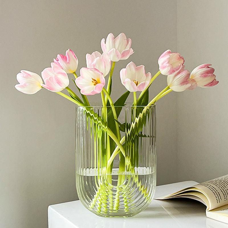 1PC Transparent Vase Decorative Ornament Flower Bucket Household Flower Pot Hydroponic Ware Imitation Glass 5 Styles