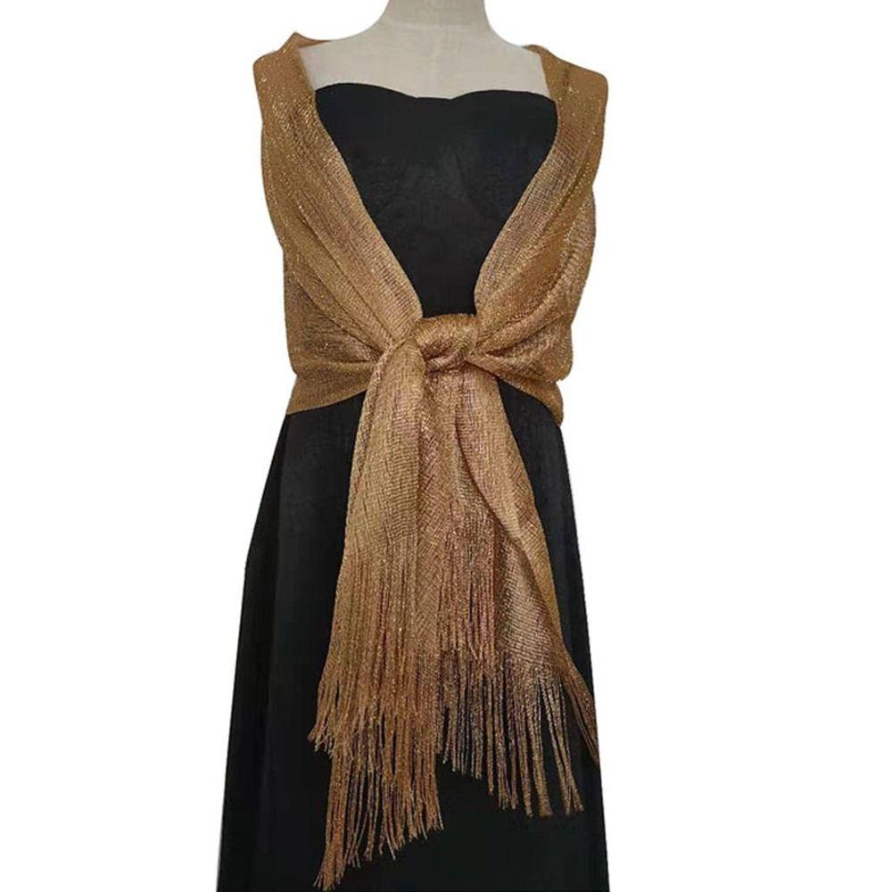 Bridesmaid Temperament Golden Silvery Wire Bridal Shawls Wedding Scarf Dresses Shawls Evening Scarf