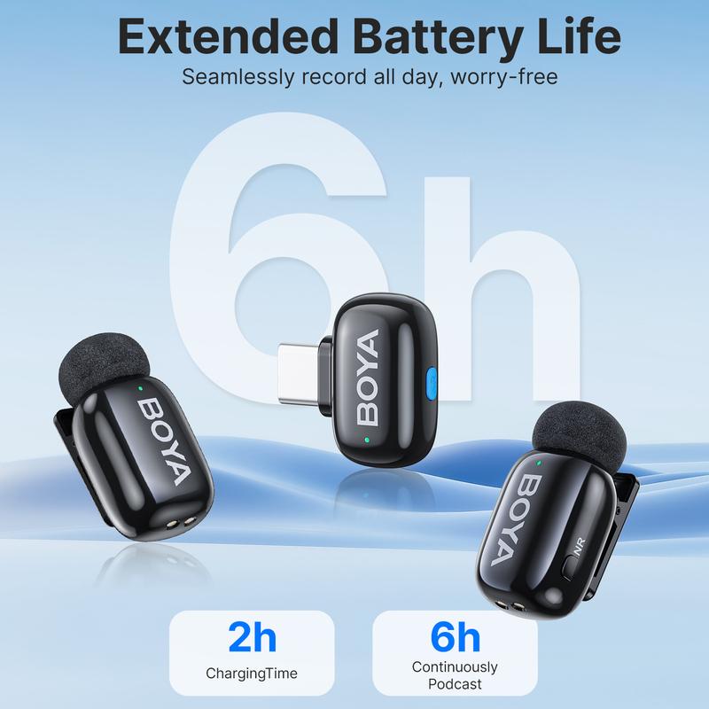 BOYA BOYA mini Wireless Lavalier Microphone for iPhone 15/16 Android USB-C Devices Noise Reduction for Video Recording Streaming