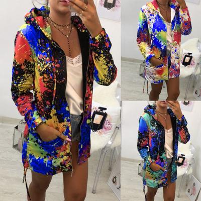 Модное женское пальто с принтом Tie Dyeing, верхняя одежда, толстовка, куртка с капюшоном, пальто