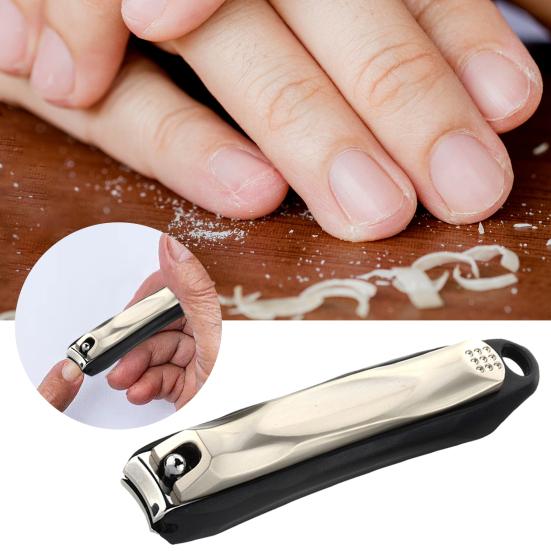 Прецизионные кусачки для ногтей с большим отверстием, острые пропилы, нож для ногтей с защитой от брызг, портативный профессиональный триммер для твердых ногтей и ногтей на ногах из нержавеющей стали