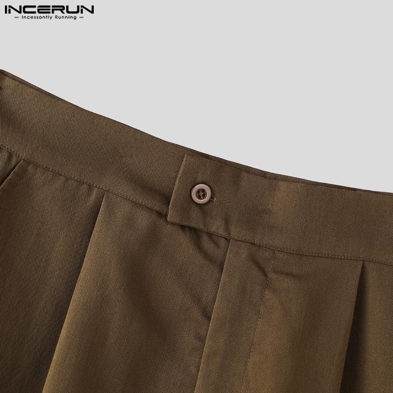 INCERUN Мужские костюмы из двух частей, большие размеры, блейзер с длинным рукавом, комплекты с брюками капри