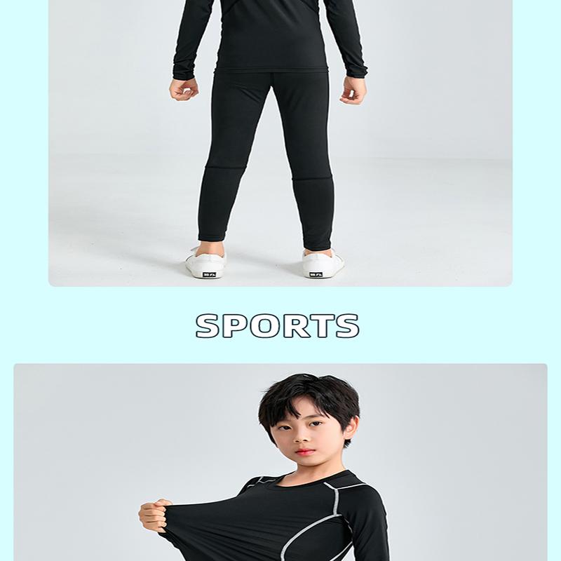 Boys Compression Tights Sets Running Training Fitness Sports Breathable Quick Drying Long Sleeve T-shirt