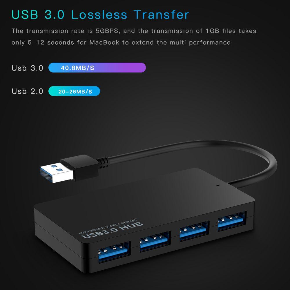Professional Data Transfer 5Gbps High Speed USB 3.0 Hub Adapter 4 Ports Splitter Expander