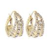 Light luxury fashion three-layer square zircon ear buckle personality trend geometric fashion commuting temperament niche earrings