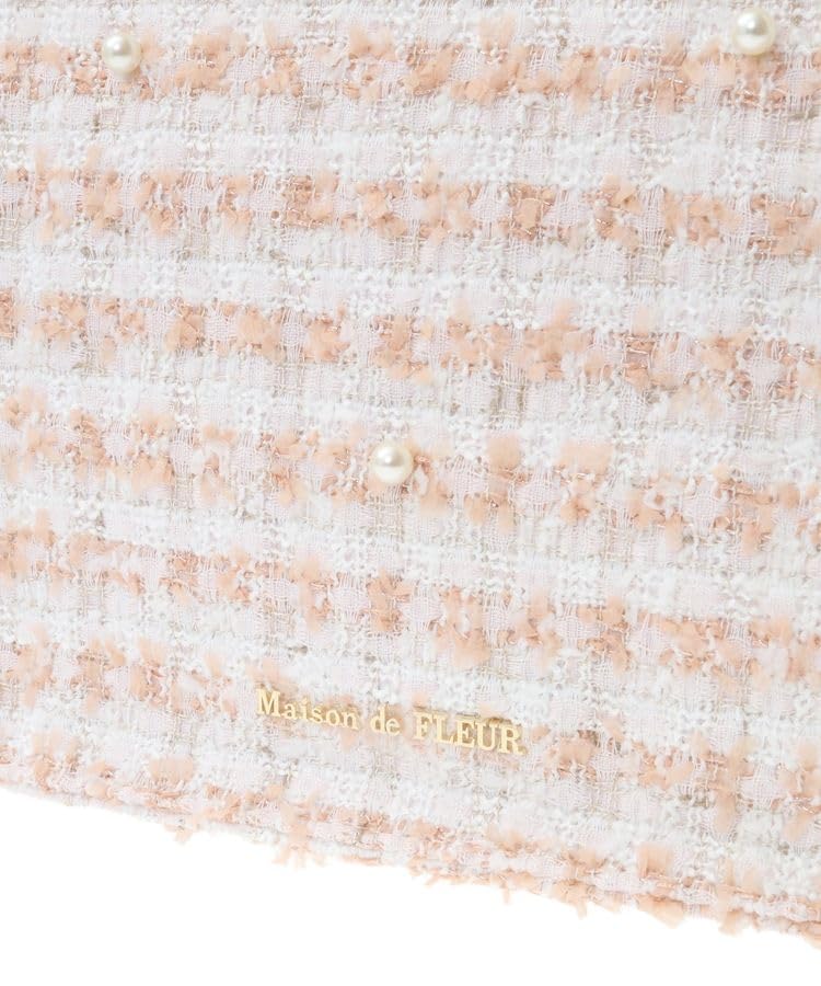 Сумка-тоут Maison de FLEUR, квадратная, из твида, M, бежевая, 8A43F0J3300