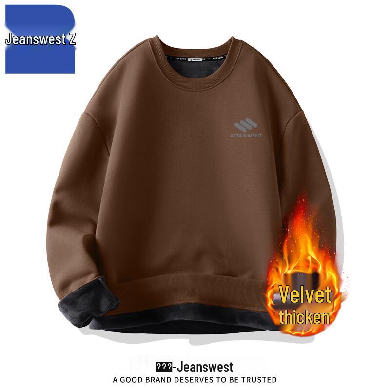 Jeanswest Men's Winter Fleece-Lined Round Neck Sweatshirt ANJ14