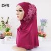 Ladystyle Women Solid Color Lace Muslim Hijab Wrap Islamic Scarf Cap Head Cover