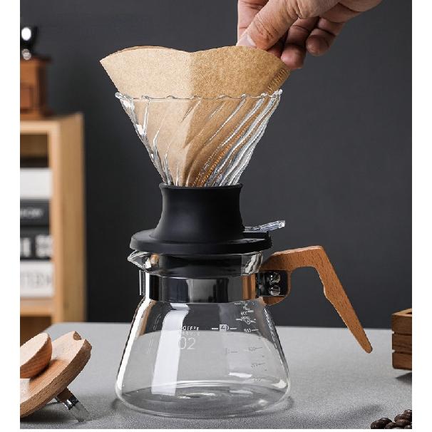 Кофейный набор V60 Стеклянный кофейник Кофейный фильтр Чашка для кофе Фильтрующая бумага Утолщенный стеклянный фильтр Кофейник
