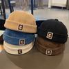 Vintage Letter Baby Brimless Hat Solid Color Corduroy Toddler Docker Cap Autumn Winter Warm Adjustable Kids Boy Girl Beanie Hats