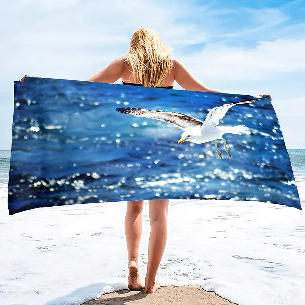Seagull Beach Towel,Microfiber Beach Towel Fast Drying,Sand Free Beach Towel Super Lightweight Towels For Swimming Pool,Camping